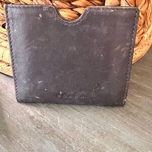 Vintage COACH leather card holder wallet black with logo inside and out.